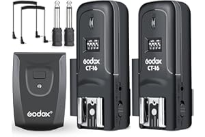 Godox CT-16 Wireless Radio Flash Trigger (1x Transmitter + 2X Receiver) Kit,Compatible for Canon Sony Pentax DSLR Camera