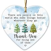 Thank You Gift for Women 2025 - Thank You Ornament for Christmas Tree Decorations, Appreciation Gifts for Coworkers, Friends, Nurses, Teachers, Family, Ceramic Christmas Ornaments for Hanging Decor