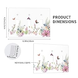 Butterfly Flower Triple Toggle Light Switch Cover