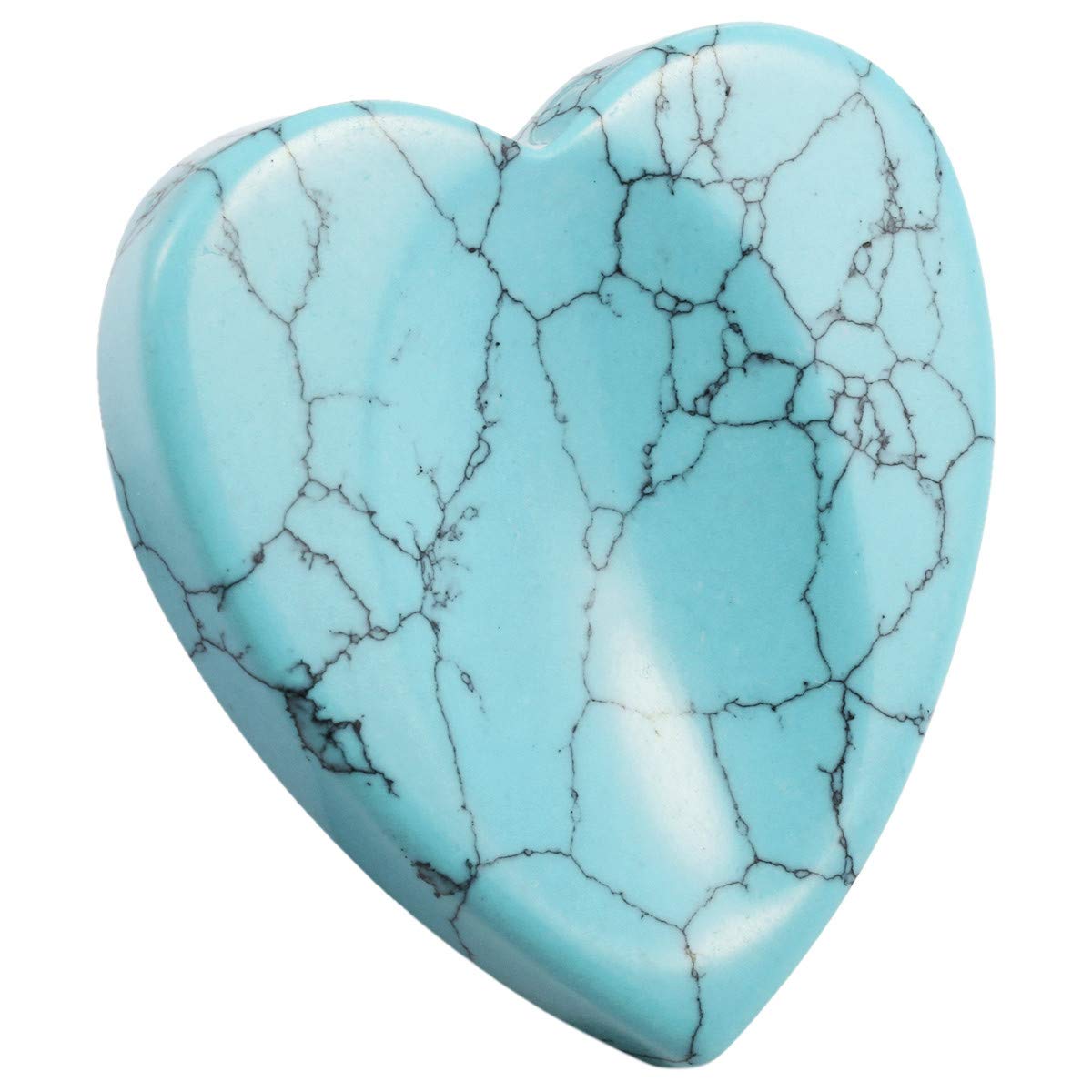 Nupuyai Blue Howlite Turquoise Heart Thumb Worry Stone, Healing Crystal Pocket Palm Stone for Reiki Anxiety Stress Relief