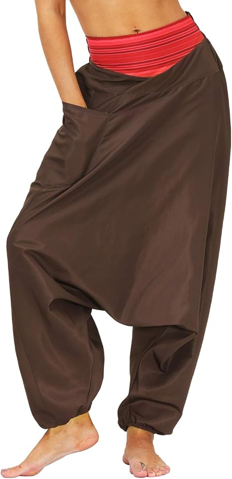 Pantalon Harem Femme Taille Haute - Yoga Pilates Fitness - Tissu Ice Silk Stretch - Confort & Poches