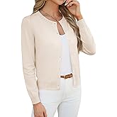 GRACE KARIN Womens Cropped Cardigan Sweaters Trendy Lightweight Shrugs Button Up Long Sleeve Knit Tops