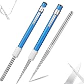 2 PCS Portable Knife Steel Sharpener Rod, Serrated Diamond Retractable Knife Sharpener Steel Sharpening Rod,Multi-use Camping/Kitchen