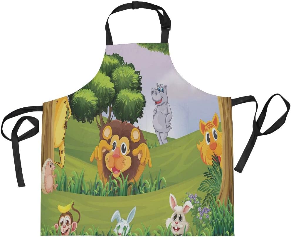 Amazon Liasdiva エプロン 森の中の動物漫画イラストアフリカのサファリジャングル生態系緑 耐久性 調節可能 おしゃれ 男女兼用 仕事用 保育士 カフェ 料理室 家庭用 ファッション柄 エプロン オンライン通販 Amazon Liasdiva エプロン 森の中の動物漫画イラストアフリカのサファリジャングル生態系緑 耐久性 調節可能 おしゃれ 男女兼用 仕事用 保育士 カフェ 料理室 家庭用 ファッション柄 エプロン オンライン通販