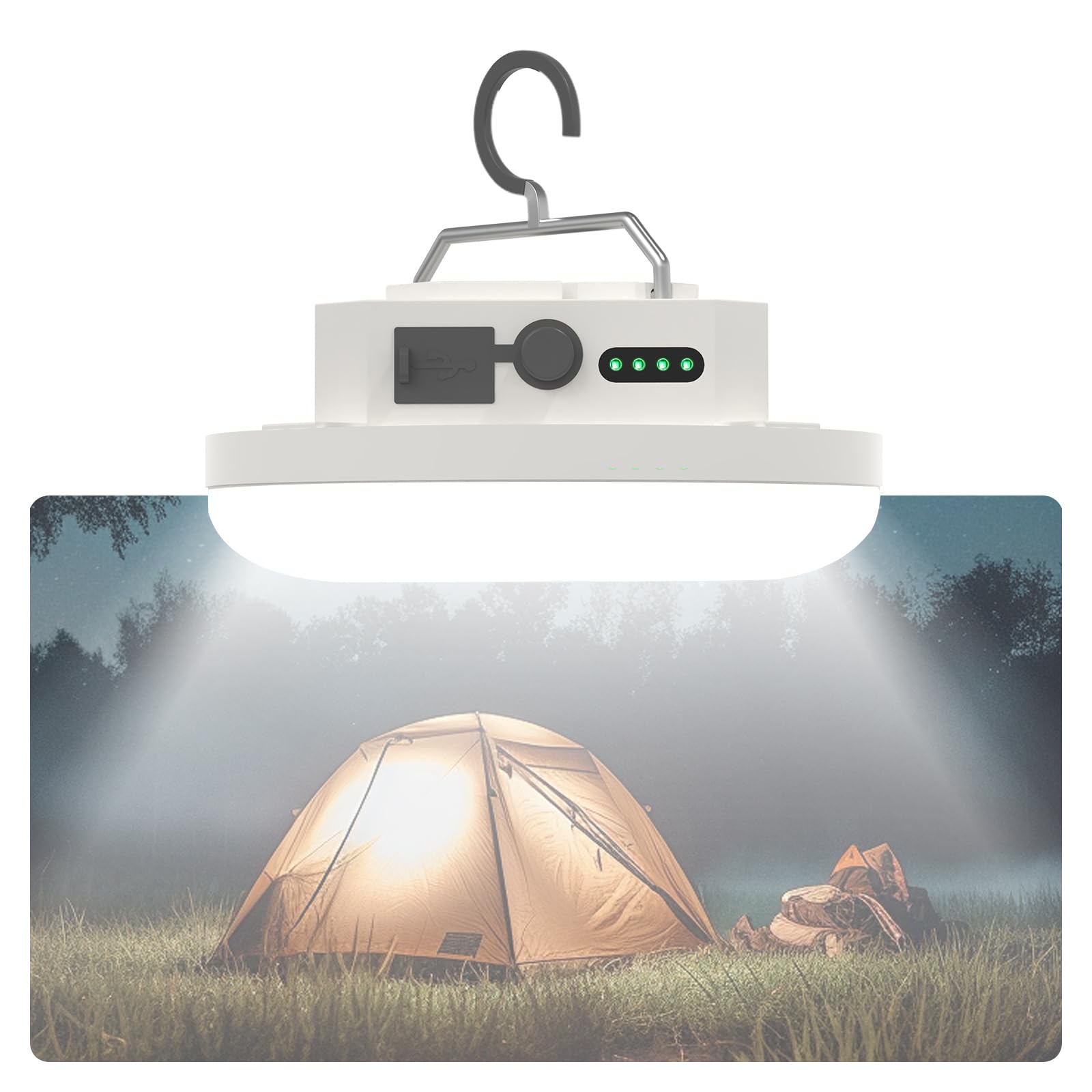 Photo 1 of 10000mAh Rechargeable Hanging Tent Lighting, Portable 30W 4000LM LED Camping Lantern with Magnet, 4 Lighting Modes, IPX5 Waterproof LED Flashlight for Emergency
