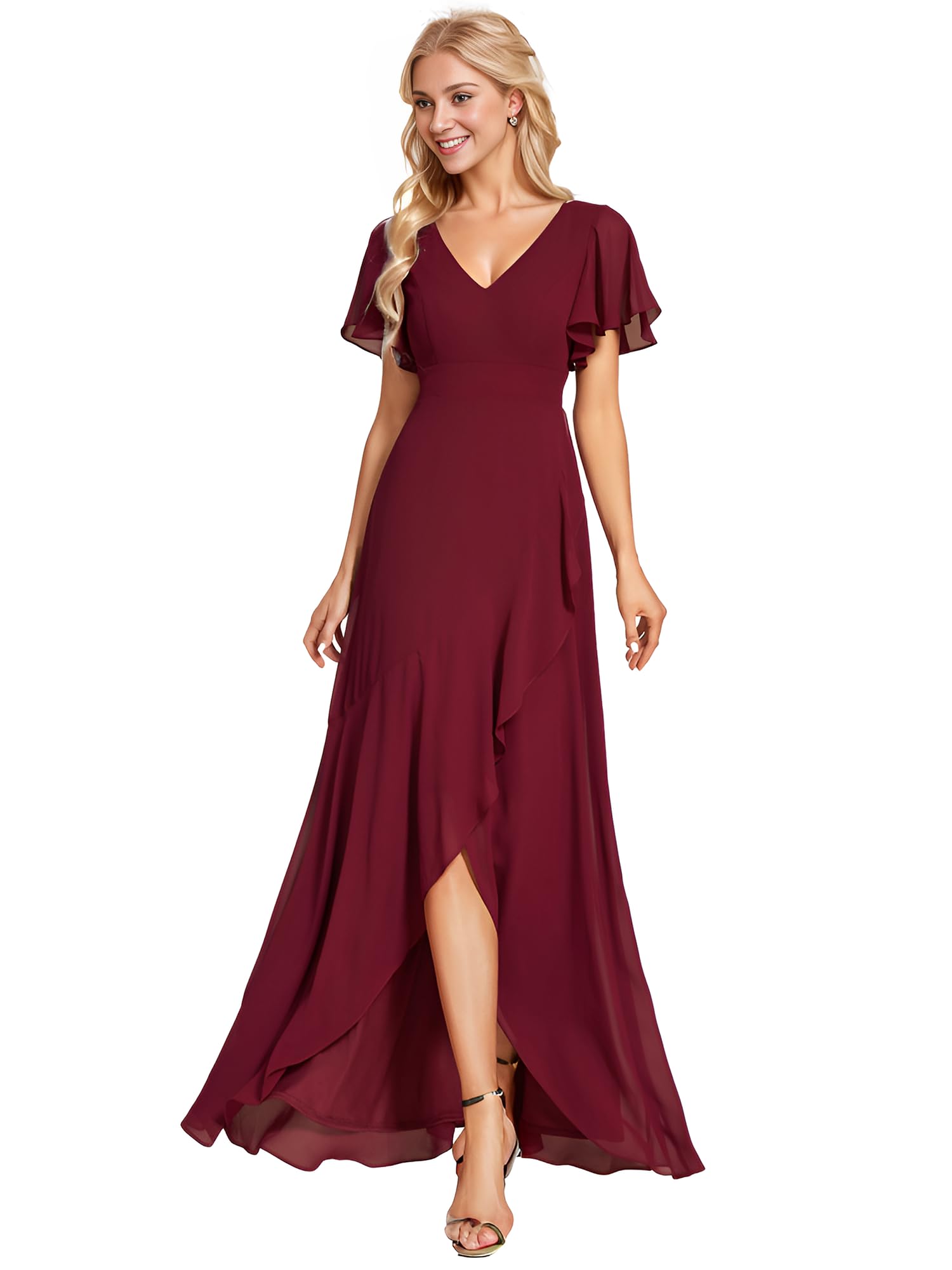 Ever-Pretty Women's Plus Size Solid Chiffon High