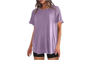 PBNBP Women's Oversized Tshirts Short Sleeve Dropped Shoulder Tee Summer Athletic Tops Basic Soft Workout Solid Color Shirts