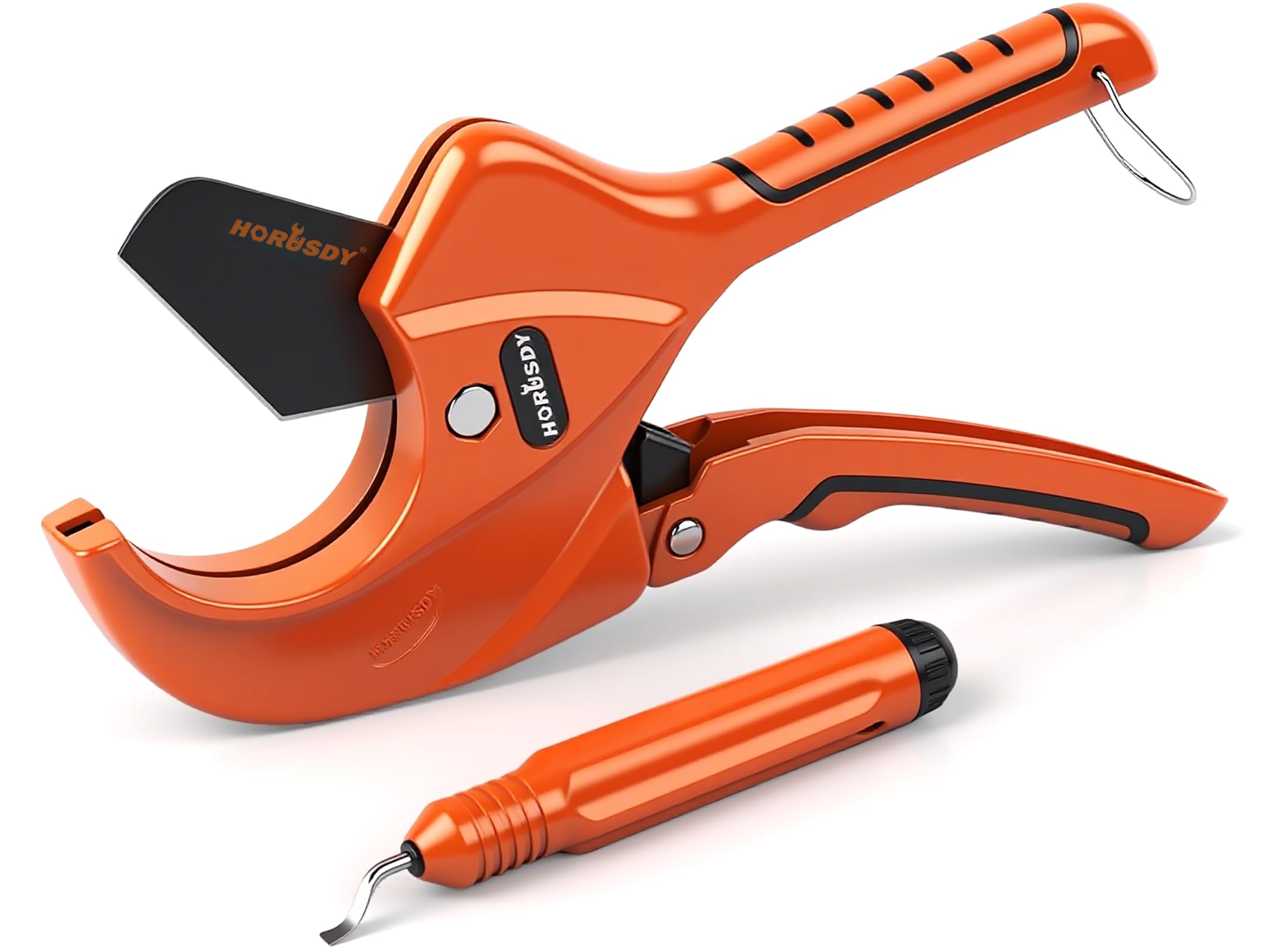 HORUSDY 2-1/2" Ratchet PVC Pipe Cutter for PEX,PVC,PPR and Plastic Hoses, SK5 Steel Blades Ratcheting Pipe Cutter Tool for Home Repairs and Plumbers