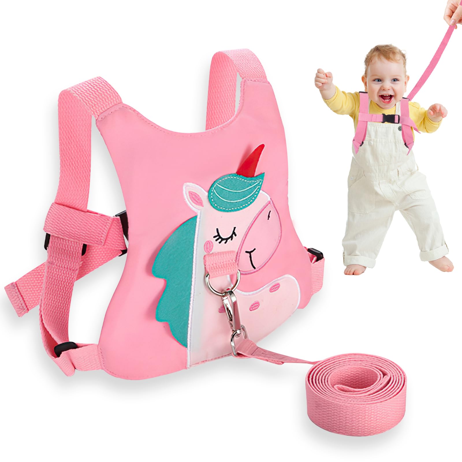 Hopton Baby Reins, Toddler Reins For Walking 1 Years, Pink Cute Horse Toddler Harness For Anti-Falls And Anti-Lost, Safety Toddler Harness,Baby Walking Harness For Toddlers Girls