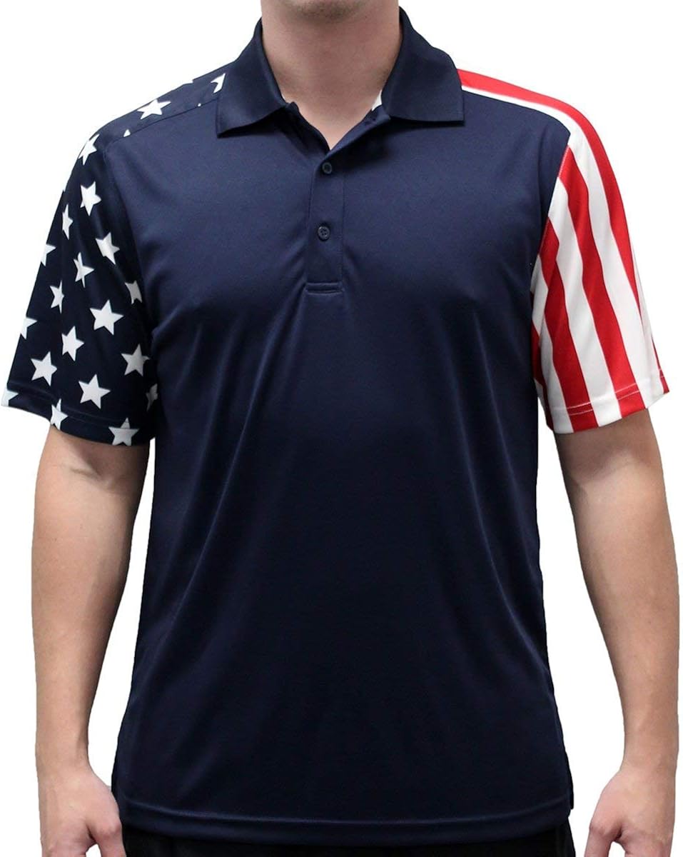TheFlagshirt Men's Patriotic Performance Golf American Flag Classic Fit