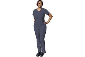 ANGIE UNIFORMS YOGAFLEX - TALL & PETITE. Soft & Stretchy Scrub Set for Women. 2-Pocket Top and 5 Pocket Pants. Modern Fit.