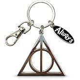 Deathly Hallows Keychain with Always Charm - Pewter Key Ring - 2"