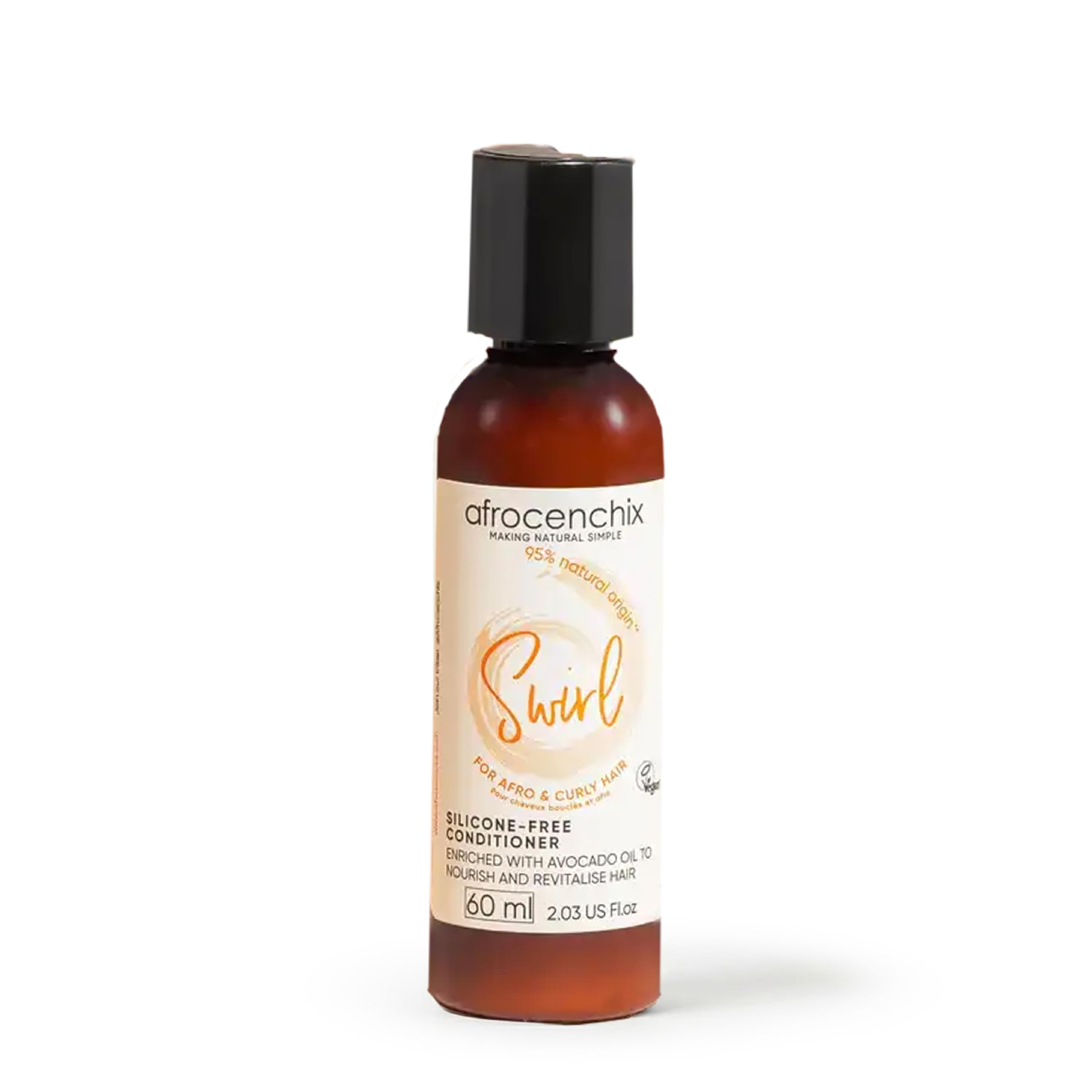 Afrocenchix Swirl Hydrating & Detangling Conditioner, with Aloe Vera, Avocado Oil & Coconut extracts to Easily Detangle, Hydrate, Repair Cuticles & Prevent Breakage for Afro & Curly Hair, 60 ml