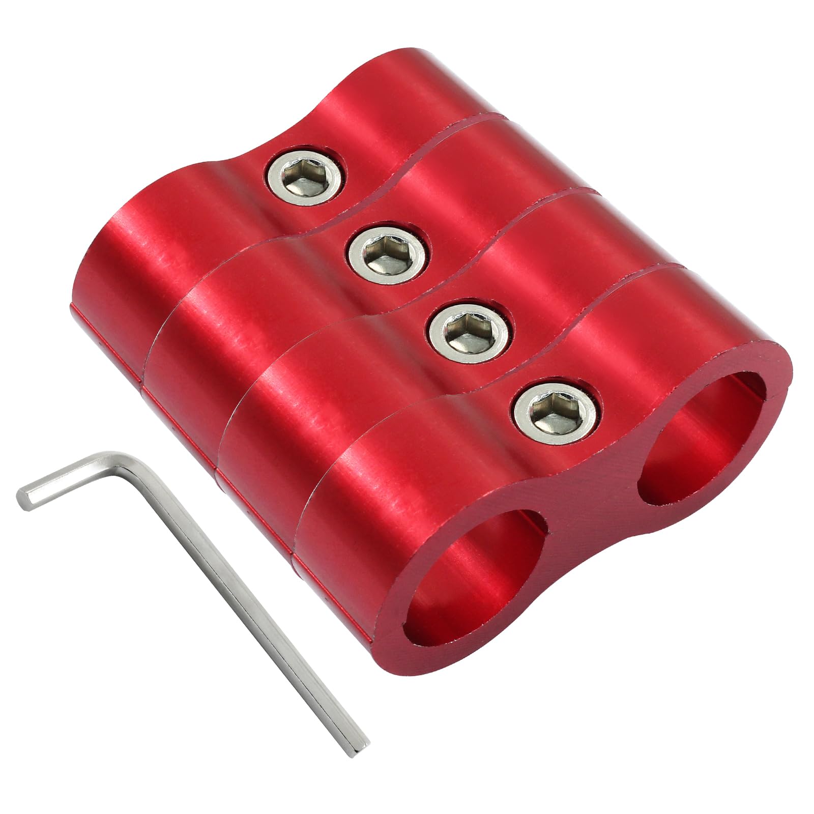 Photo 1 of Moicstiy 4 Pcs 8AN Hose Separator Clamp, AN8 Fuel line Mounting Clamps, Red Aluminum Hose Fitting Adapter