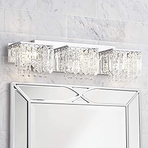 Possini Euro Crystal Strand 25 3/4" Wide Chrome Bath Light