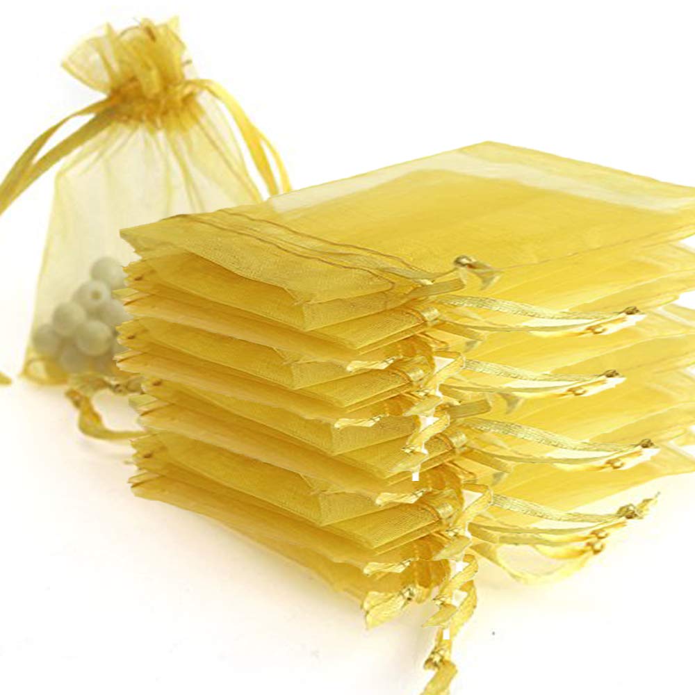 Time to Sparkle 25pcs Pouches Organza Gift Bags Oragnza Wedding Party Favour Jewellery, 17x23cm, Gold — image 1