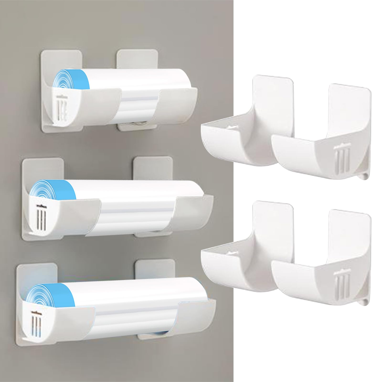 Tolenre 4 Pieces Garbage Storage Hooks, Wall Mounted Garbage Bag Holders,Wall Mounted Garbage Bag Dispenser,Garbage Bag Organizer for Storing and Organizing Kitchen Accessories