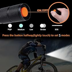 2 Pack Flashlights High Lumens, 5 Modes Zoomable