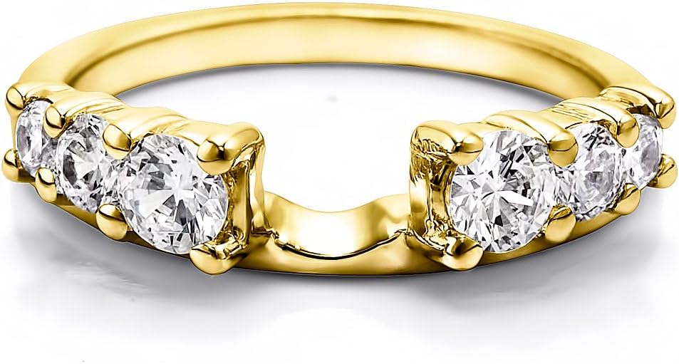 Yellow Plated Silver Wrap With CZ(1 Ct) Size 3 to 15 in 1/4 Size Interval
