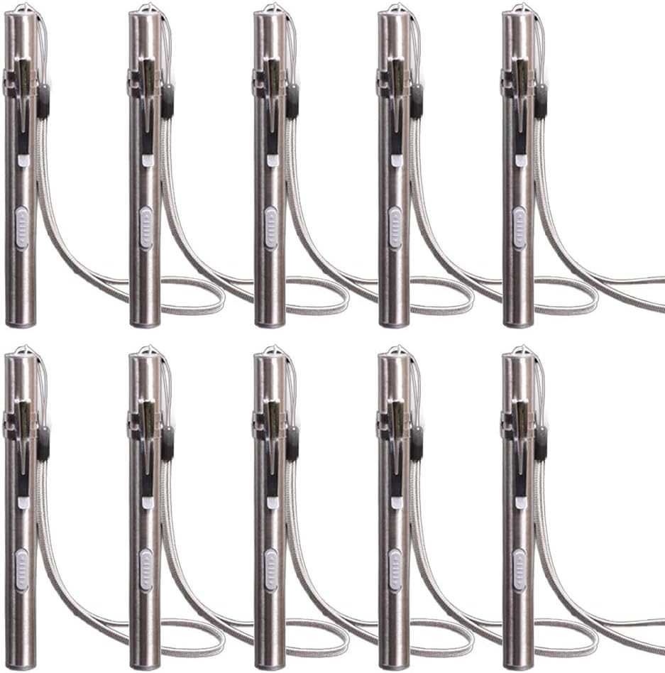 10 Pack Pen Light Flashlight with USB Cable, Rechargeable LED Pocket Pen Flashlights with Clip for Camping, Work Repair