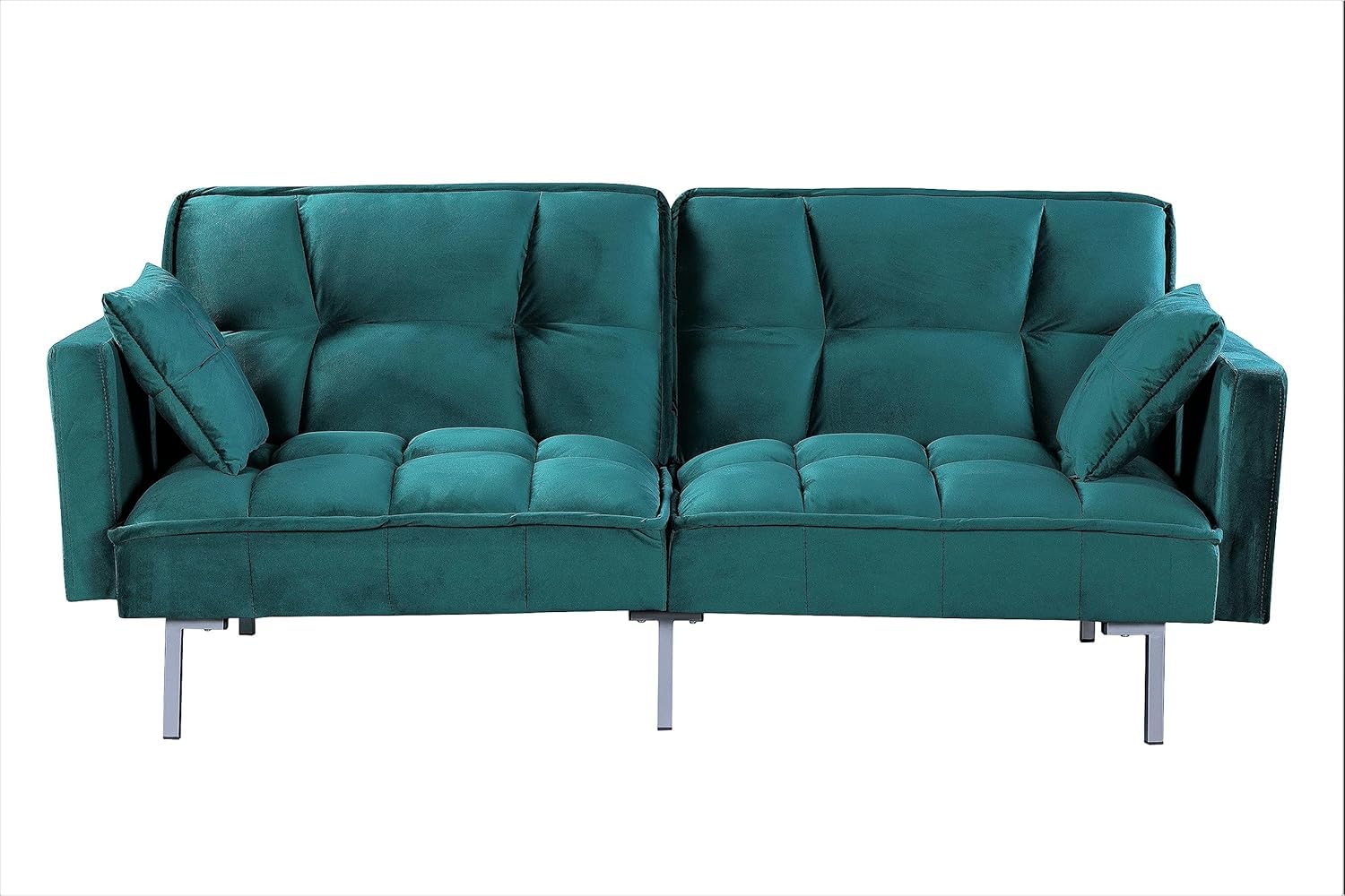 Photo 1 of *** BOX ONE ONLYContainer Furniture Direct Regal 75.6" Velvet Convertible Sofa Bed - Mid-Century Sleeper Couch w/Tufted Design & Metal Legs - Pull-Out Futon for Guests/Home (75.6" W x 34.6" D x 32" H), Blue