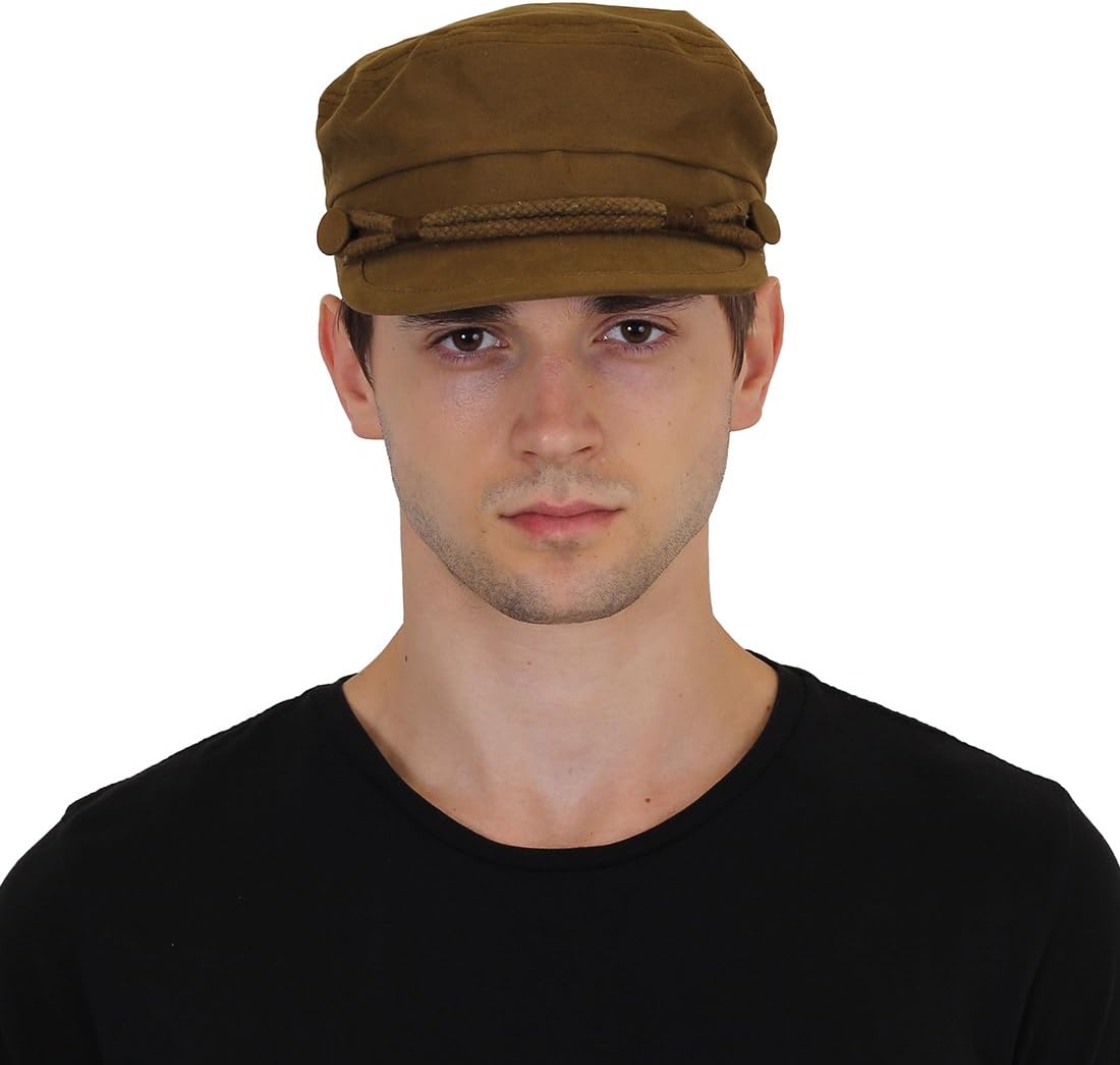 ADD GEAR Rope Cap, Greek Fisherman's Sailor Fiddler Hat Cap Army Crew Cap with Rope Band (Brown)