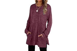 XIEERDUO Womens Casual Sweatshirts Long Sleeve Shirts Oversized With Pocket Tunic Tops S-3XL