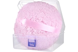 W M G WEMEGA Powder Puff, 6'' Body Powder Puff and Container,Fluffy Soft Extra Large Powder Puff for Body Powder,Pink
