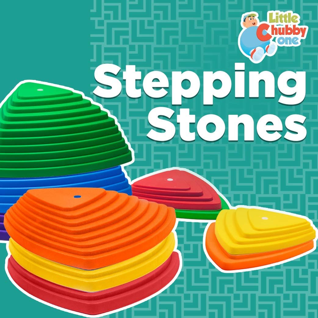 LITTLE CHUBBY ONE Stepping Stones - Kid Friendly Balance Blocks - 11 Piece Set Slip Resistant Durable Plastic Teaches Kids Balance and Coordination: Toys & Games