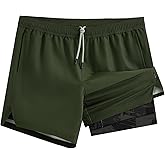 maamgic Mens 5" Gym Running Shorts for Men 2 in 1 Quick Dry Workout Athletic Shorts