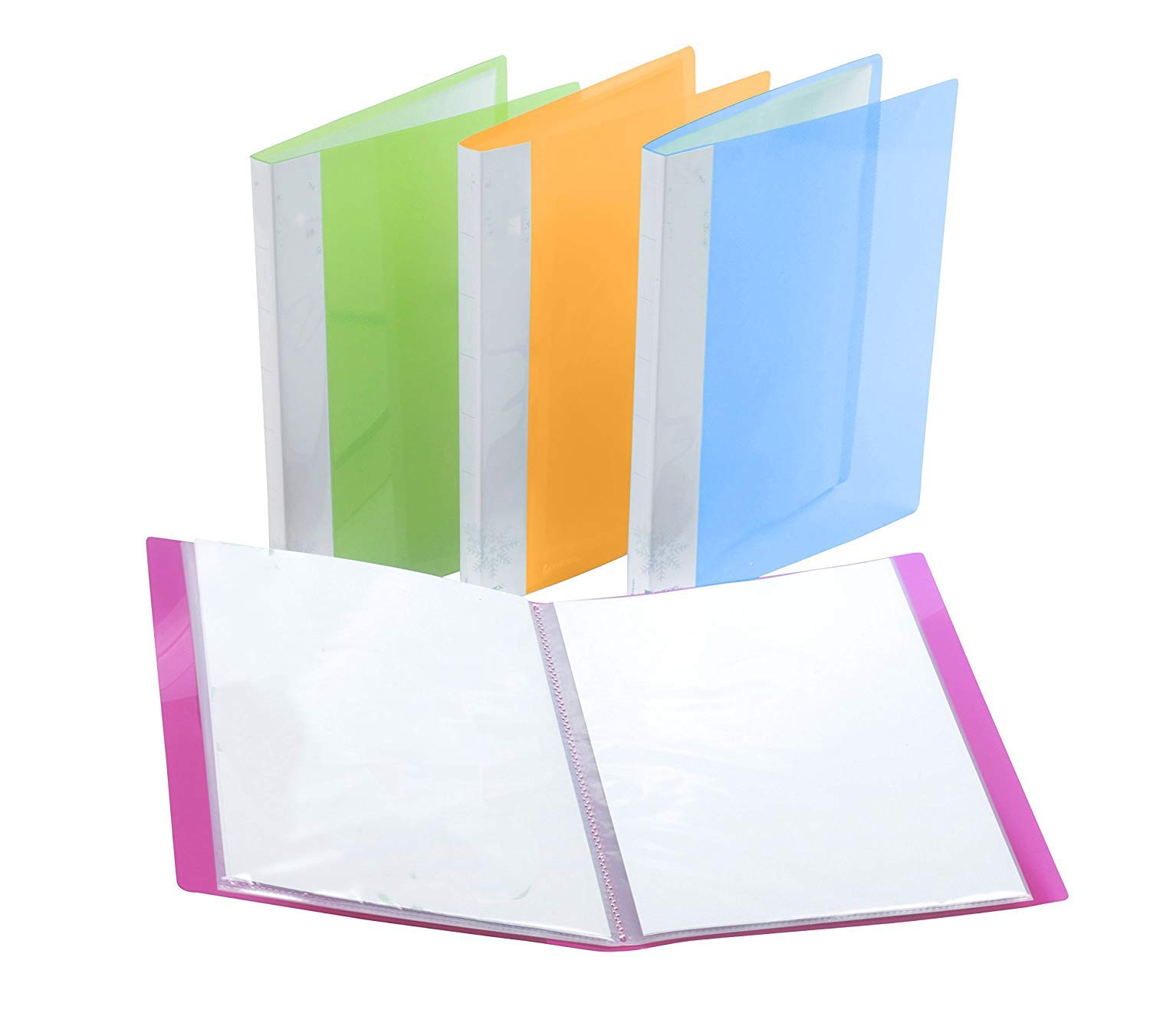 Display Book,Display Folders 4 Packs A4 30 Pockets Assorted Colours Presentation Project Folder with Soft Cover Rose Green Blue Orage