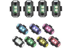 KASSAE 4 Pcs LED Aircraft Strobe Lights USB Charging, 7 Colors LED Strobe Drone Light Night Warning Lights for Drone Motorcycle