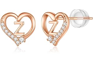 CIVOKINA Earrings for Girls Kids, 925 Sterling Silver Post Hypoallergenic Girls Earrings CZ Letter Earrings for Girls Teen Girls Initial Earrings for Girls Teen Girls Kids Toddler Christmas Gifts