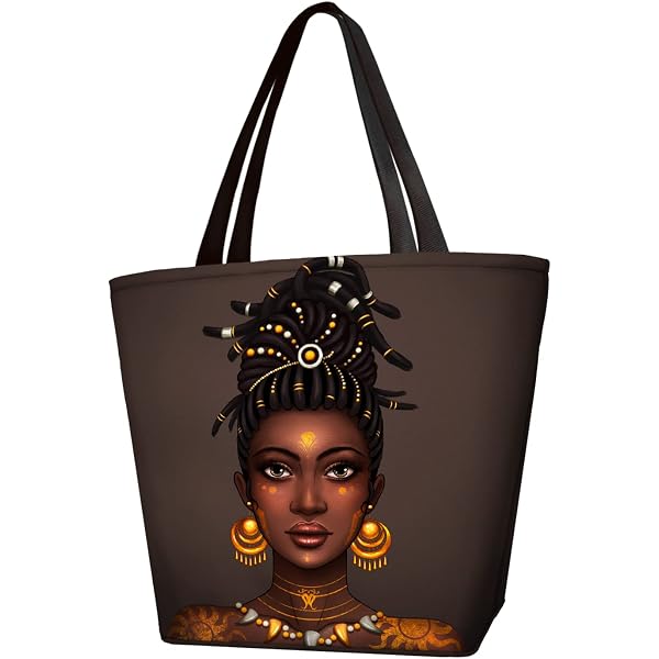 African American Queen Tote Bag For Women - Large Fashion Shoulder Bag, Durable Polyester, Black Girl Magic Design - View #7