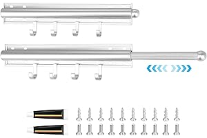 11" to 21" Slide Out Clothes Hanger, Aluminum Alloy Closet Pull Out Valet Rod Extendable Wardrobe Slide Out Clothes Rod with 