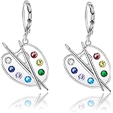TALYKONG Artist Paint Palette and Brush Earrings Art Leverback Dangle Earrings Gifts for Artist