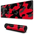 Red and Black Gaming Mouse Pad Large XL Desk Mat Camo Camouflage Long Extended Pads Big Mousepad Home Office Decor Accessories for Computer Pc Laptop