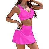 SHEKINI Two Piece Swimsuit for Women Bikini Skirt Modest Swimsuits 2 Piece Bathing Suits High Waisted with Pockets