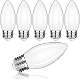 FUTIME 6Pack B11 E26 LED Candelabra Bulbs, 5W Equal 40 watt Edison Light Bulbs, Daylight White 5000K Dimmable Candle Bulb for Chandeliers, Ceiling Fan,Pendant,Wall sconces 450LM Light Bulb Milky Glass