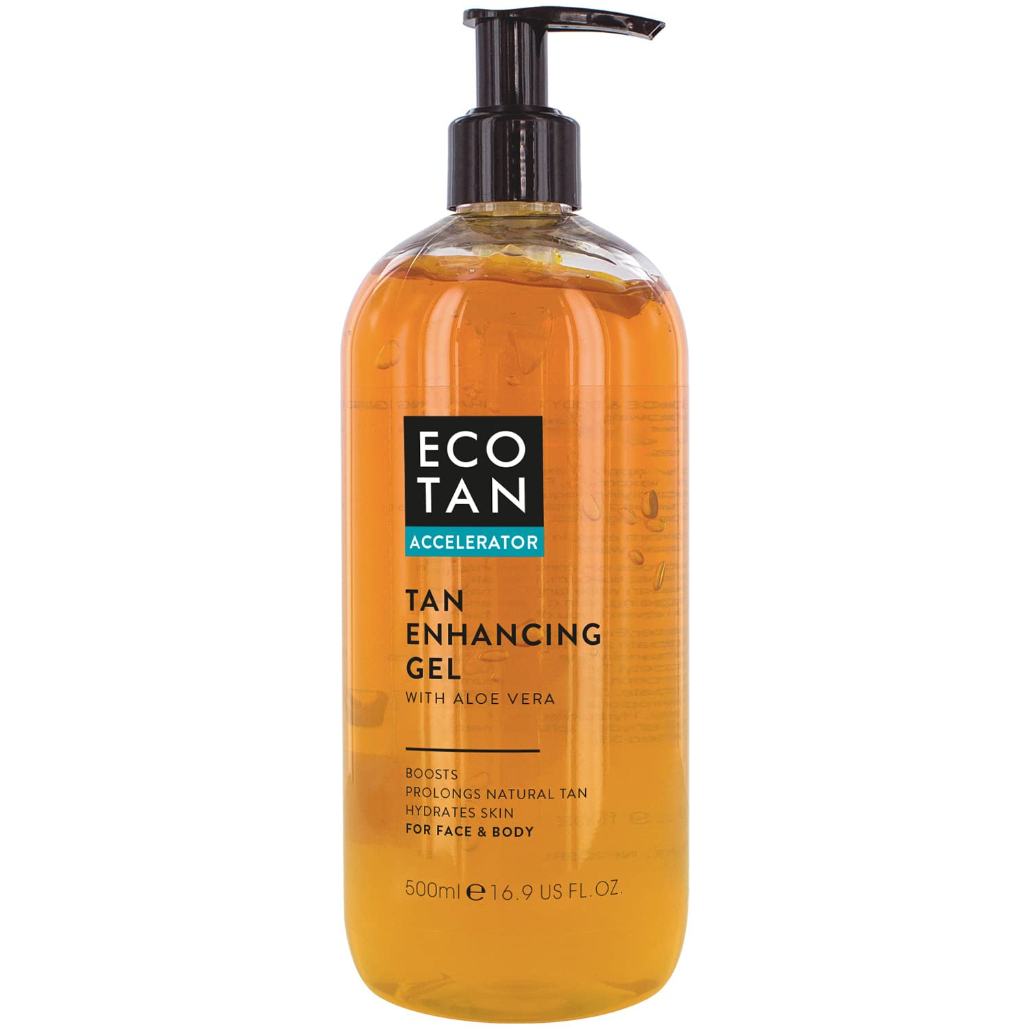 EcoTan Face and Body Tanning Accelerator Gel 500ml, Stimulates, Boosts, Prolongs & Protects Natural Tan, with Aloe Vera, Soothes & Hydrates Skin, Fast Absorbing & Non-Greasy