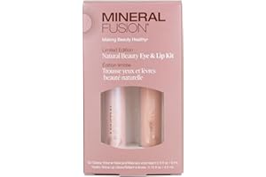 Mineral Fusion Lip Gloss + Mascara Makeup Kit, Natural Beauty Eye & Lip Duo, So Classy Voluminous Mascara in Jet Black & Shiny, Nourishing Pale Pink Lip Gloss, 2 Piece Make Up Gift Set for Women