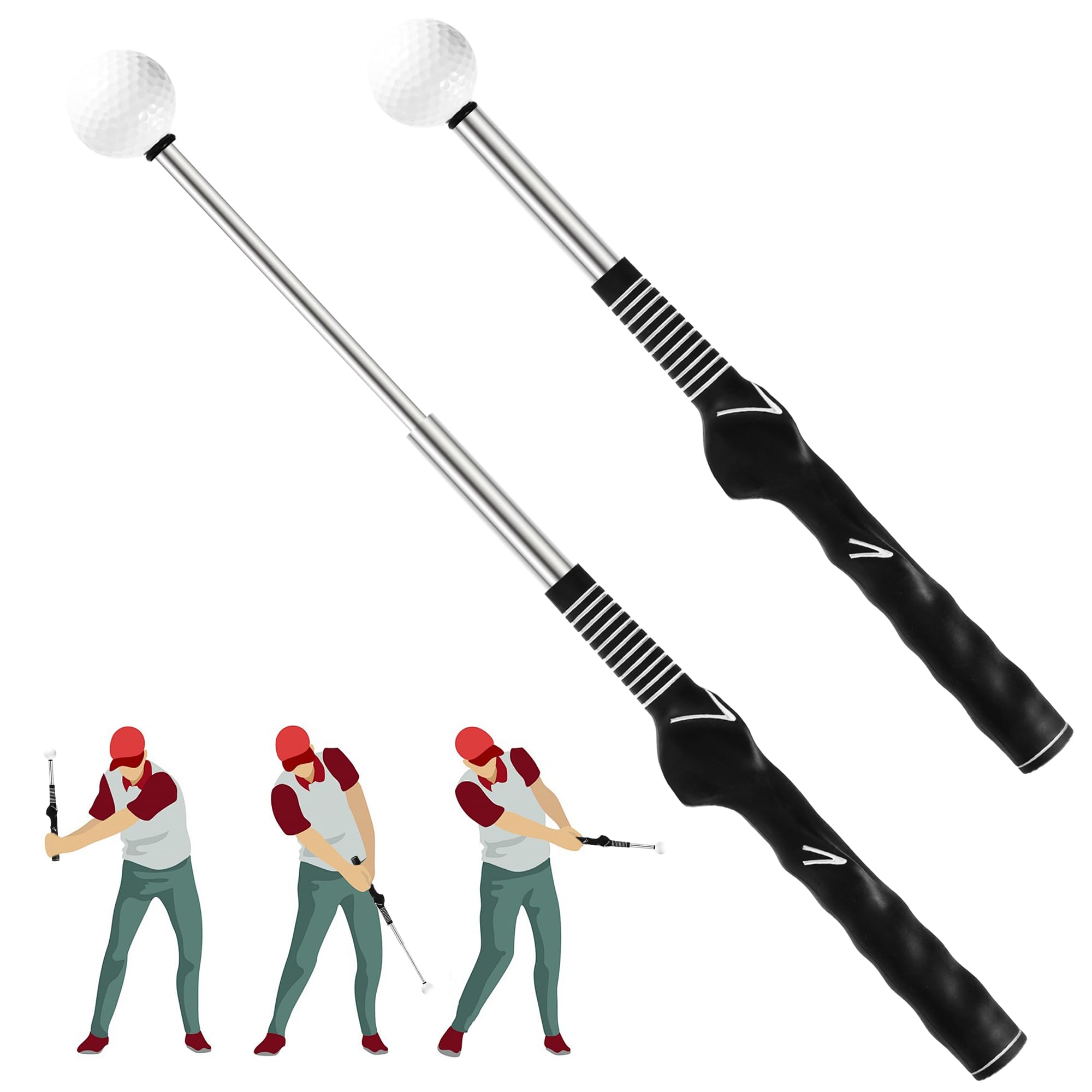 sdhiiolp Retractable Golf Swing Training Aid Golf Grip Training Aid Telescopic Golf Swing Trainer for Indoor Practice Tempo Chipping Hitting Training