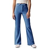 Haloumoning Girls Flare Jeans Kids Fashion Stretchy Denim Pants Bell Bottoms with Pockets