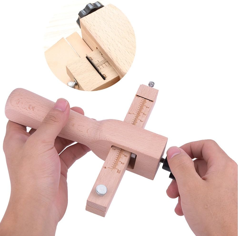 Walfront Adjustable Wood Strip & Strap Cutter, Leather Hand Cutting Tool with Precision Blades for Multi-Purpose Crafting - Image 3