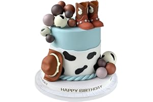 ZAFENA 16PCS Cowboy Cake Topper Cowboy Hat and Boot Balls Cake Decorations Western Cowboy Birthday Baby Shower Party Decorations (Brown)