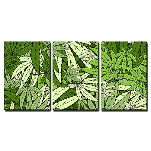 61U9L%2B jhZL - wall26 - 3 Piece Canvas Wall Art - Vector - Marijuana Background Eps 10 Vector Stock Illustration - Modern Home Decor Stretched and Framed Ready to Hang - 16"x24"x3 Panels