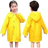 BEABAVO Yellow Kids Rain Coats, Lightweight Long Hooded Rain Jacket for for Girls Boys, Waterproof Yellow Raincoat Rain Gear
