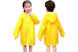 BEABAVO Yellow Kids Rain Coats, Lightweight Long Hooded Rain Jacket for for Girls Boys, Waterproof Yellow Raincoat Rain Gear