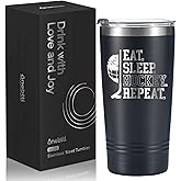 Onebttl Ice Hockey Player Gift, 20 oz Tumbler with Lid & Straw, Sports Travel Coffee Mug - Eat Sleep Hockey Repeat