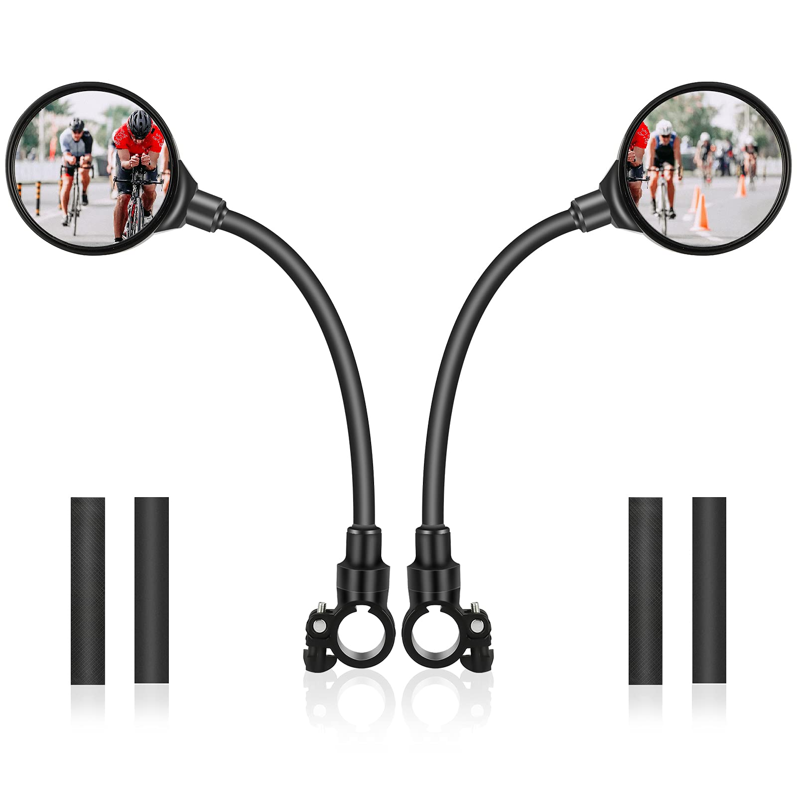 Yizhet Bike Mirrors, 1 Pair 360° Rotatable Bicycle Handlebar Mirrors, Wide Angle Rear View Mirrors, Convex Cycle Wing Mirrors for Bicycle, Electric Mobility Scooter, Road Bike, Moped, Motorcycle